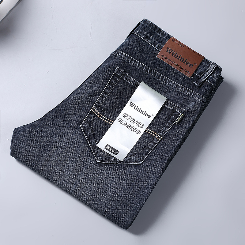 Wthinlee One-Piece Drop-Shipping Spring and Autumn Mid-High Waist Men's Straight Loose Business Casual Trendy Jeans