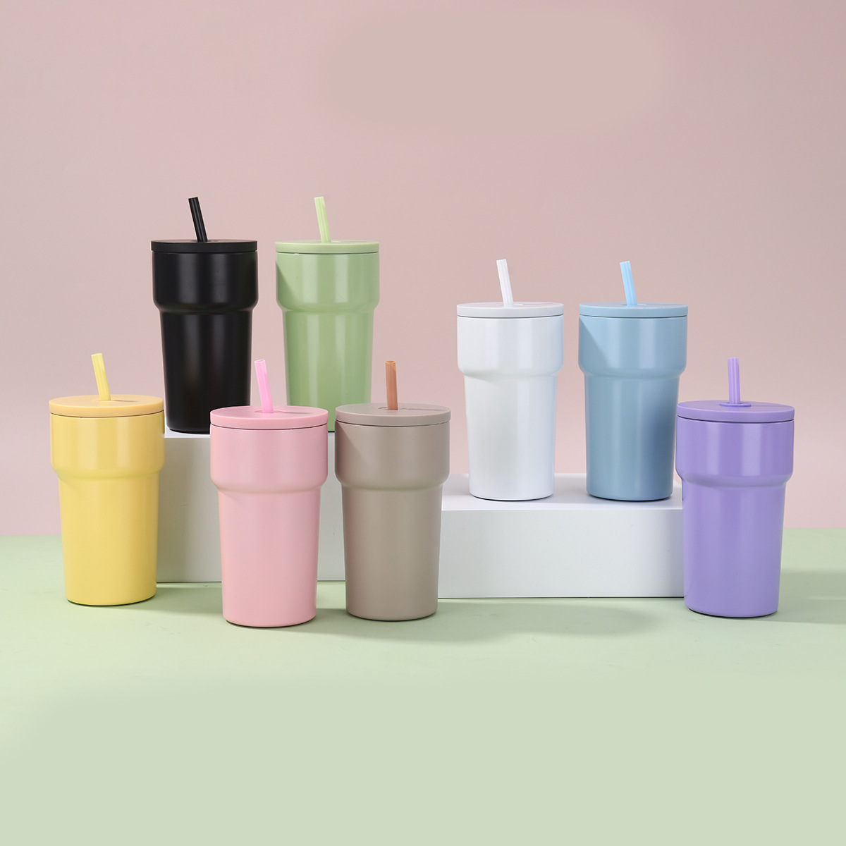 La nueva taza de paja de doble capa es simple y portátil, de alto valor 420ml