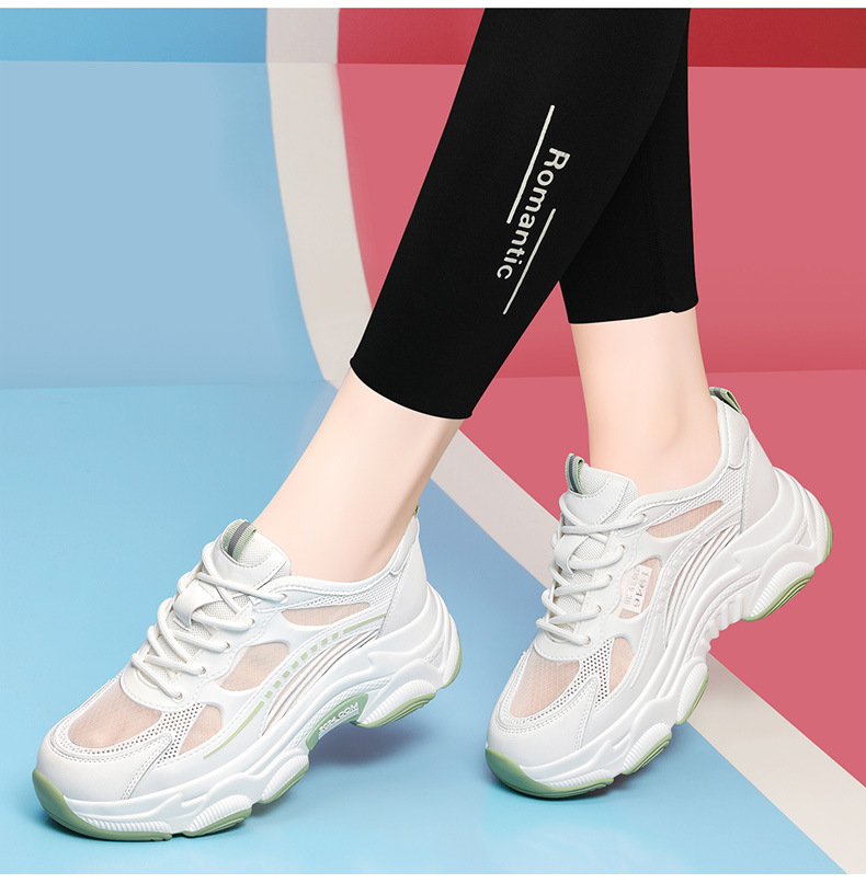 Giày sneaker nữ lưới thoáng khí đế dày phong cách thể thao mùa hè — 1946 trắng xám, 1946 trái cây xanh chi tiết 1
