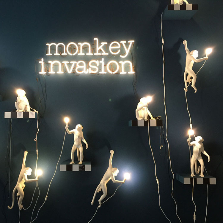 lámparas decorativas lámparas de cuerda de canapés animales lámparas de pared de resina decorativa mono tienda restaurante niños mono nórdico
