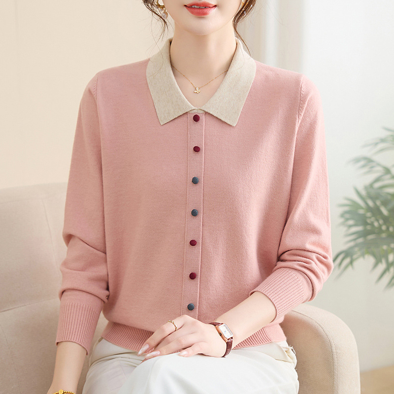 中老年女装春秋款休闲长袖上衣年轻妈妈2025新款洋气款秋装针织衫|undefined