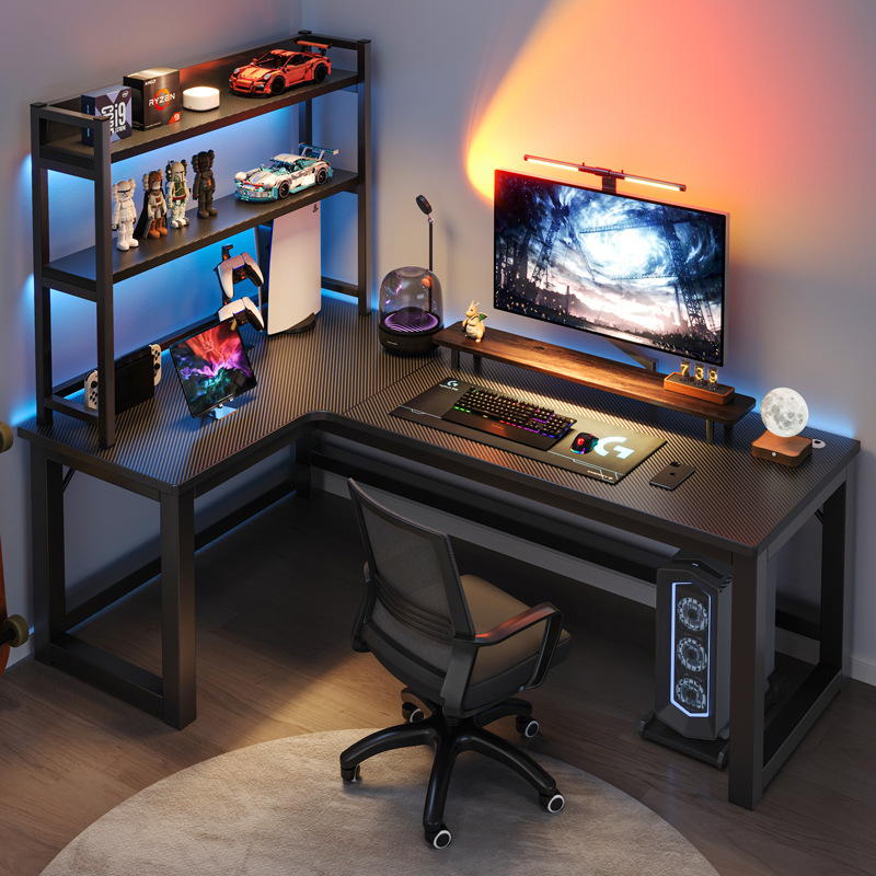 Mingzheng Furniture Factory Corner Gaming Table Double Computer Table Desktop Home Desk Bookshelf Combination Bedroom Desk