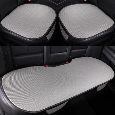 Manufacturer Wholesale Car Seat Cushions, Ice Silk Summer Seat Cushions, Universal for All Seasons, Single Cushion, Three-Piece Set, Non-Slip, Breathable, Cooling Cushion (Seat cushion, seat cover) - gray-ice-silk-thickened-version-front-seat-cushion-one