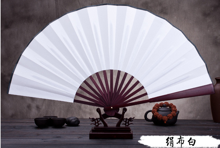 Fabricante de publicidad personalizado arte de regalo ventilador plegable ventilador personalizado seda papel de arroz en blanco gran ventilador de hueso de bambú