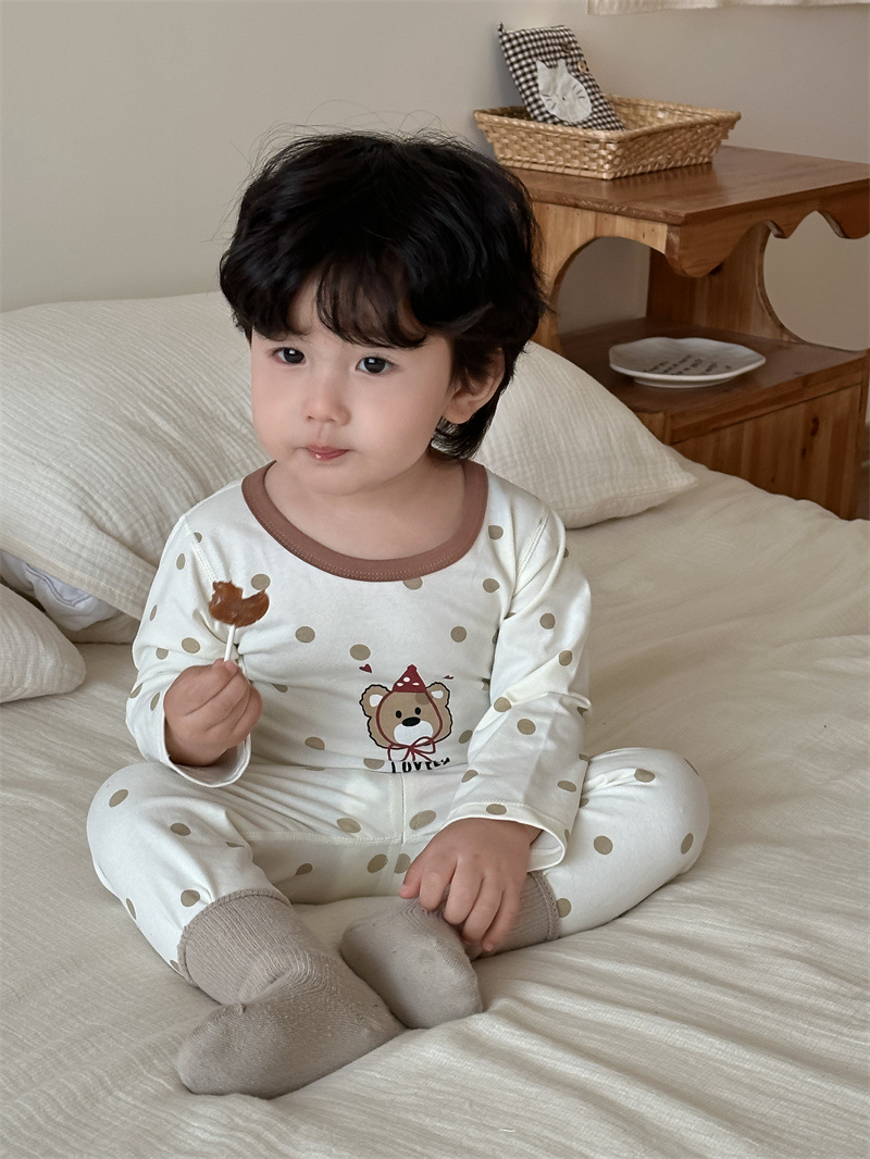 Hombres y niñas ropa de casa set de otoño ropa infantil coreana pijama infantil otoño bebé casa dos piezas set de otoño
