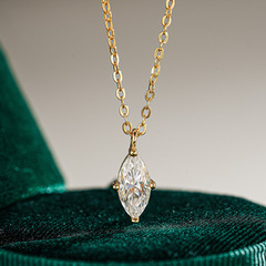 女性用馬の目ペンダント 14K ゴールドメッキ 925 スターリングシルバー モアッサナイト ネックレス 越境限定