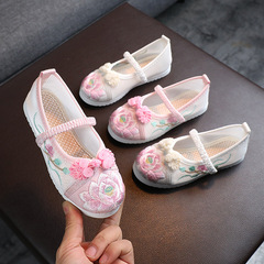 Children's Hanfu Shoes Embroidered Flower Shoes Girls' Mesh Shoes Old Beijing Children's Cloth Shoes Chinese Style Sandals Dance Shoes Embroidered Shoes