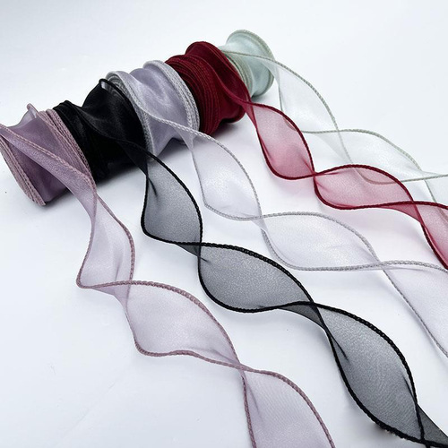 Shoe flower headdress bow yarn ribbon gift cake bundling decoration strap flower package flower tie flower fishtail yarn ribbon