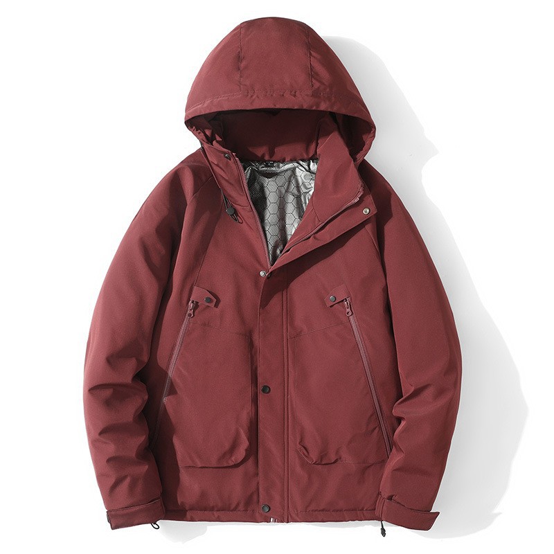 Men's Winter Outdoor Windproof Warm Versatile Loose Cotton Jacket with Detachable Hood, Trendy Winter Coat