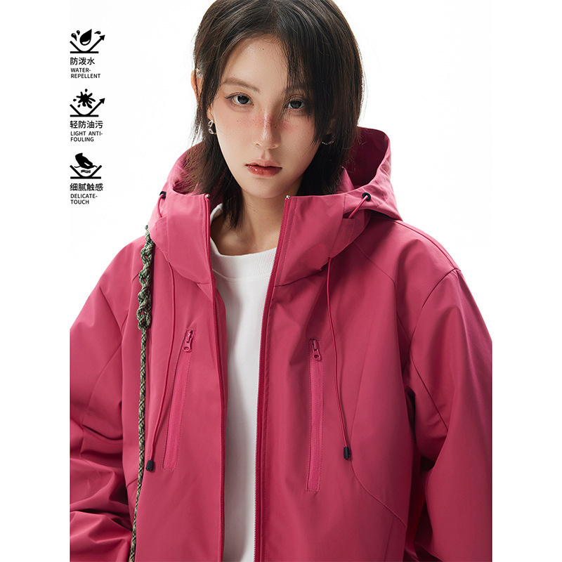 日系登山服冲锋衣男连帽夹克男女潮流春秋季防水防风运动男装外套|undefined
