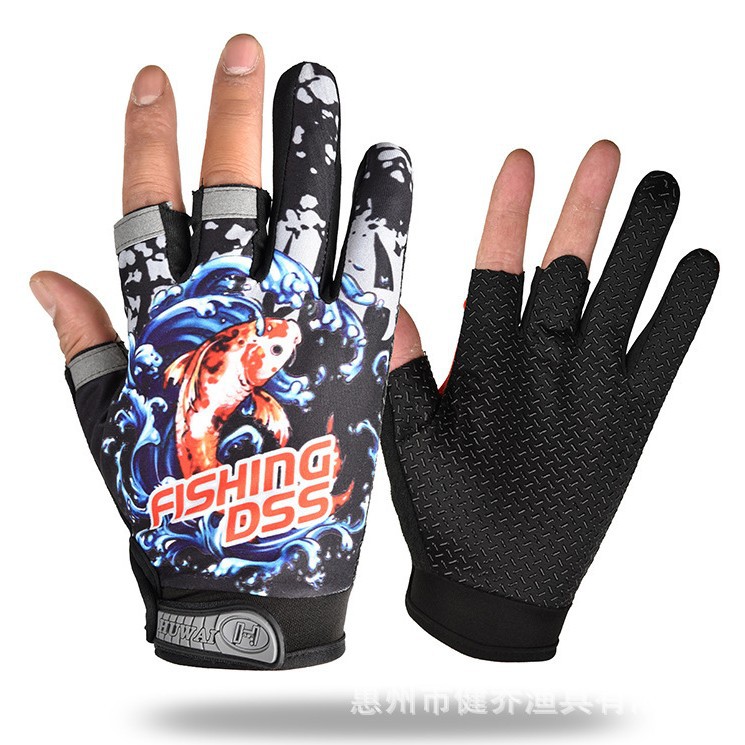 Guantes de pesca fugas de tres dedos Road Yafei pesca anti-mar pesca con dedos expuestos Express guantes de escritura transpirable antideslizante