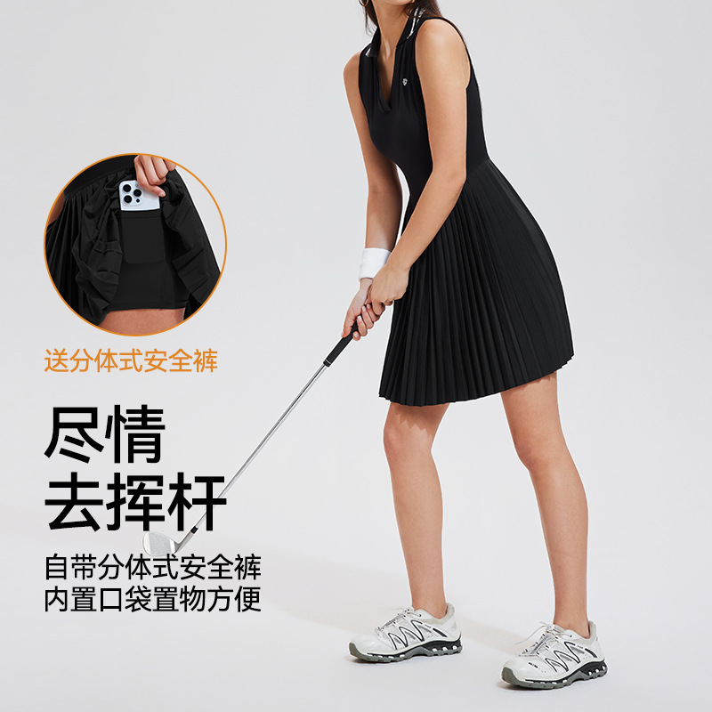 Vestido deportivo Falda de tenis antidesgaste para mujer Desnudo transpirable Running Fitness Ropa de yoga Falda corta Ropa deportiva informal