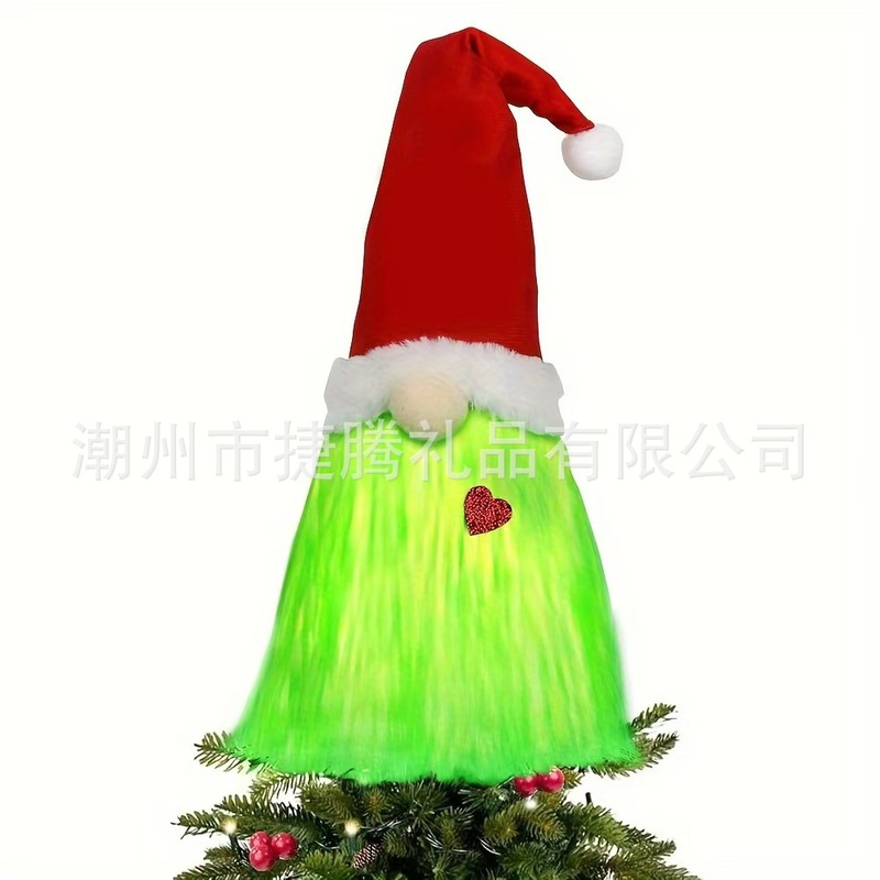 クロスボーダー新しいクリスマスツリートップスターグリンチクリスマスツリーライト装飾付き格納式スプリンググリーンぬいぐるみ|undefined