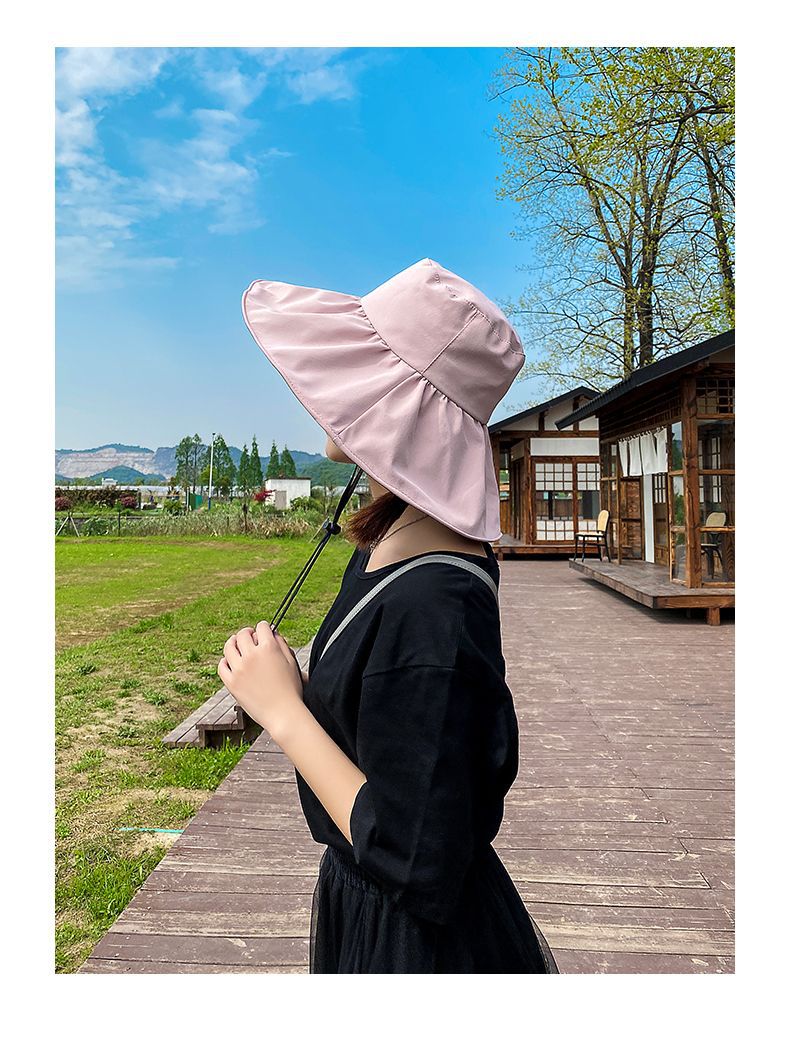Summer UV resistant women s black rubber new versatile sunscreen western style face covering fisherman travel sun_voghion.com
