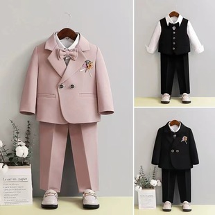 Children's Suit Set 2023 Spring Style Boys' British Style Flower Boy Wedding Outfit for Young Children's Birthday First Year Formal Wear