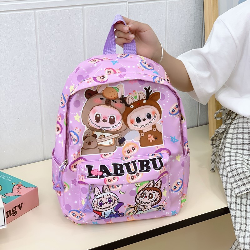 拉布布满印超轻儿童书包新款卡通LABUBU跨境大容量幼儿园双肩包包|undefined