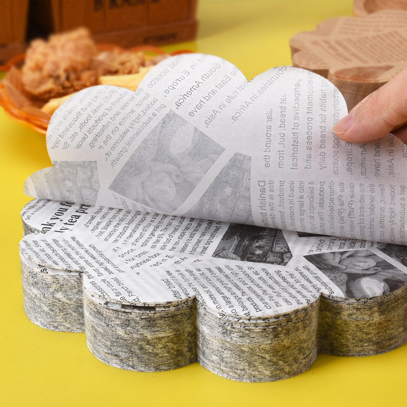 印花墊紙花邊圖案油紙烘焙防油吸油紙餐盤墊紙薯條油炸食品包裝紙