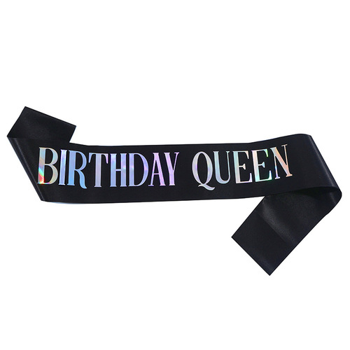 New birthday party BIRTHDAY QUEEN shoulder strap etiquette belt satin bronzing black gold belt ribbon