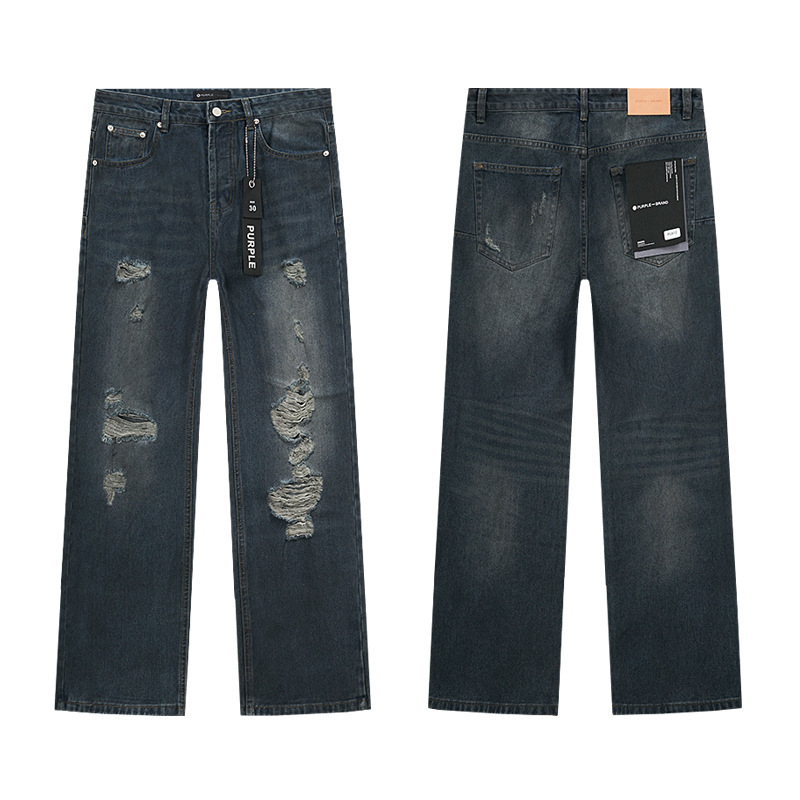 PURPLE BRAND JEANS美潮高街男士休闲破洞设计款修身显瘦牛仔长裤|undefined