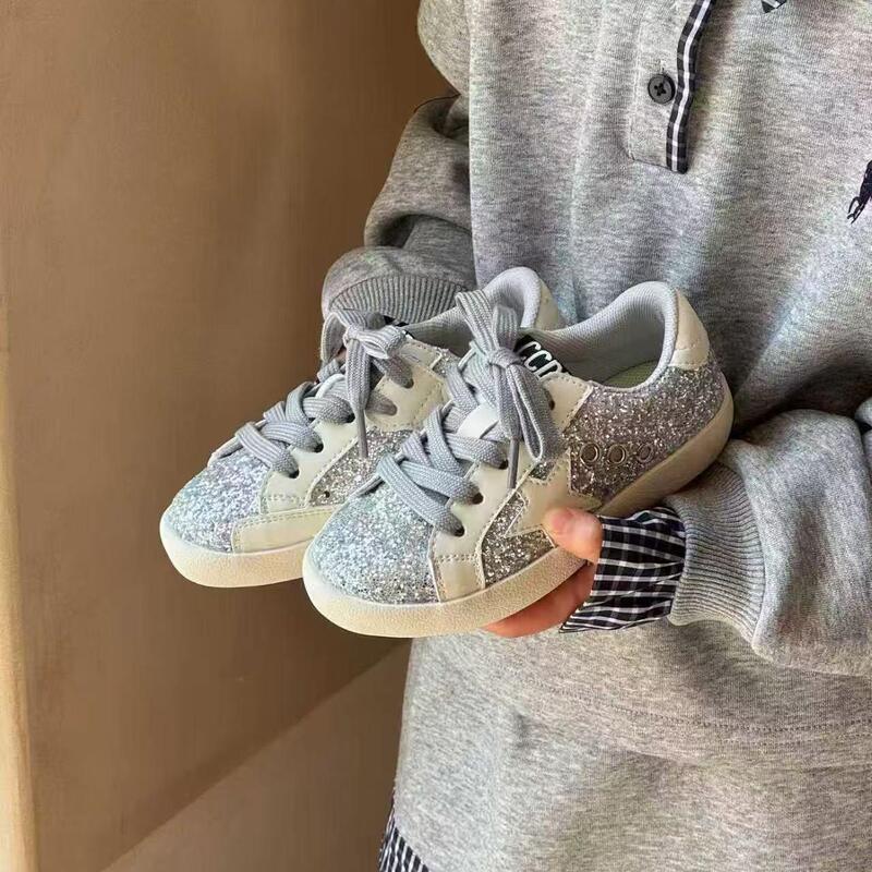2026 Spring and Autumn New Children's Star Sneakers, Dirty Shoes with Sequins, Girls' Casual Shoes, Korean Style Soft Sole Little Dirty Shoes 2026 Spring and Autumn New Children's Star Sneakers, Dirty Shoes with Sequins, Girls' Casual Shoes, Korean Style Soft Sole Little Dirty Shoes