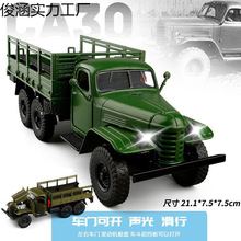 1:36解放军事合金CA10货物汽车模型运输卡车回力声光玩具