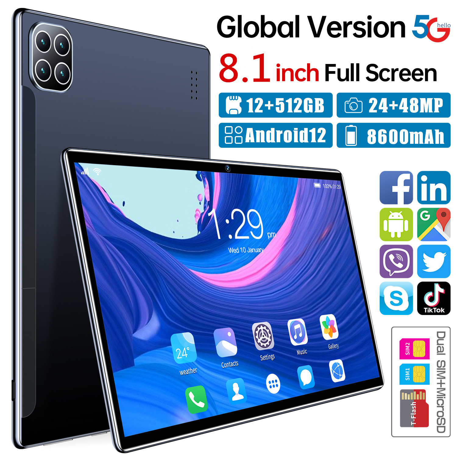 厂家直销8寸安卓平板电脑高清玻璃GPS蓝牙双卡3G通话跨境外贸专供