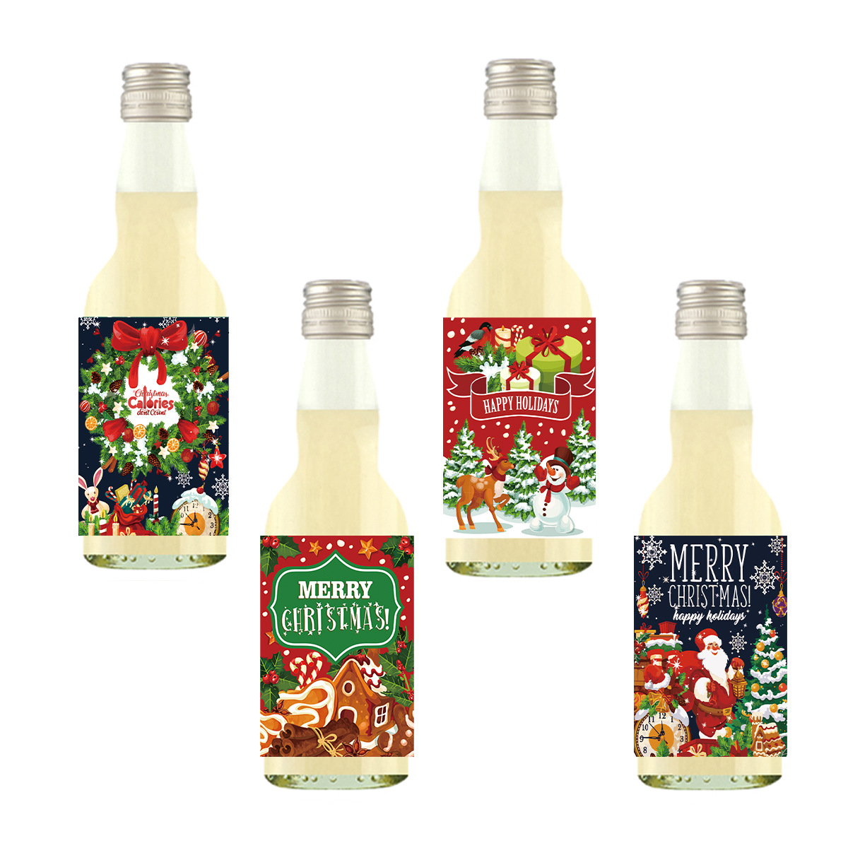 Nueva Etiqueta de botella de Navidad transfronteriza 24 piezas pegatinas Feliz FIESTA DE Navidad atmósfera accesorios de diseño