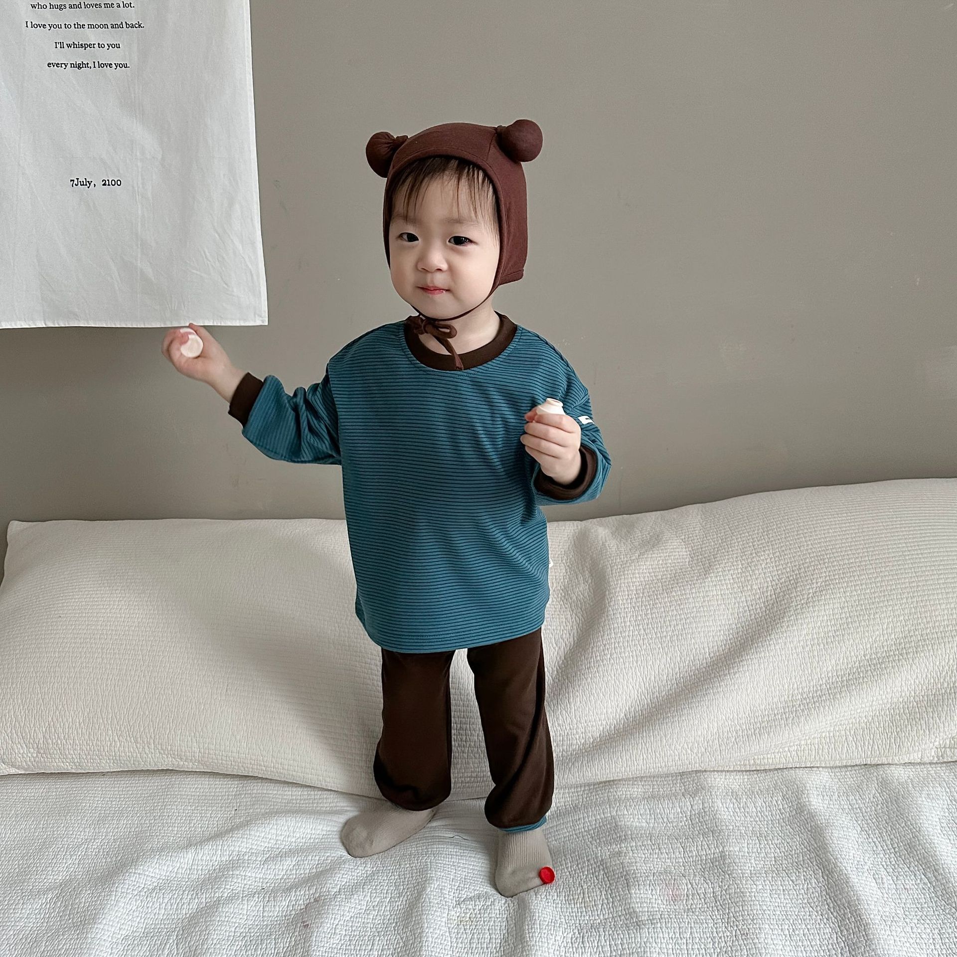 Bebé de otoño camiseta legging de manga larga a rayas legging set de ropa infantil coreana de otoño ropa de bebé de otoño ropa de niño image 1