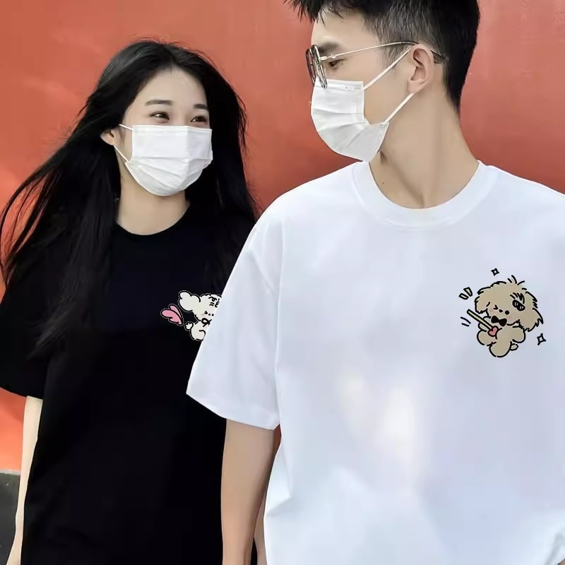 特別で異なる2025新しい超人気のカップル半袖Tシャツニッチな純綿の高級サマートップス|undefined