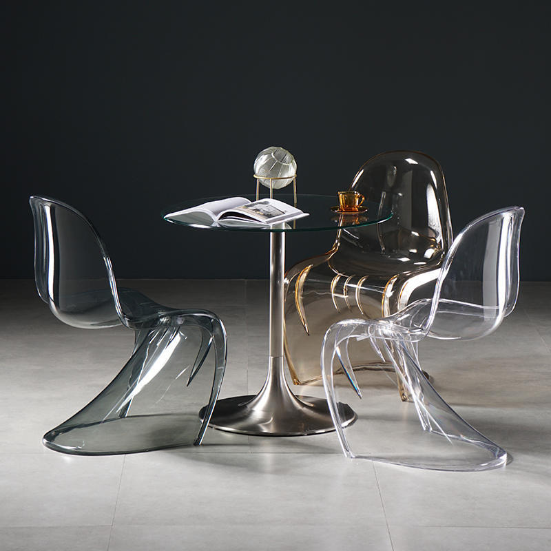 Exportación de silla Pandong silla de comedor blanca silla acrílica transparente respaldo silla casual silla de conversación creativa silla de maquillaje
