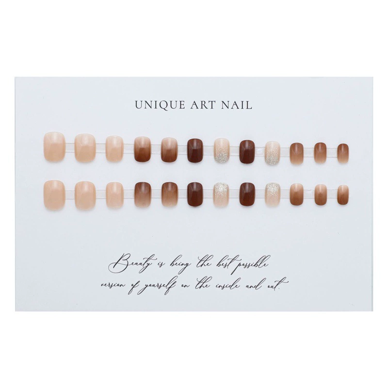 Осенне-зимний краситель Янтарный Коричневый Кофе Ногтей Кусок Ношение Кусок Ногтей Белый Простой Короткий Поддельный Кусок Ногтя Съемный