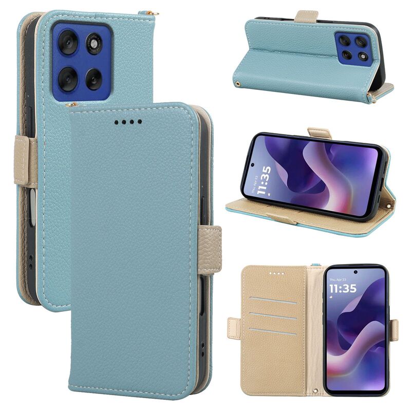 Suitable for Motorola Moto G86 Power Lychee Pattern G55 Side Buckle Card Slot G56 Stand Phone Leather Case