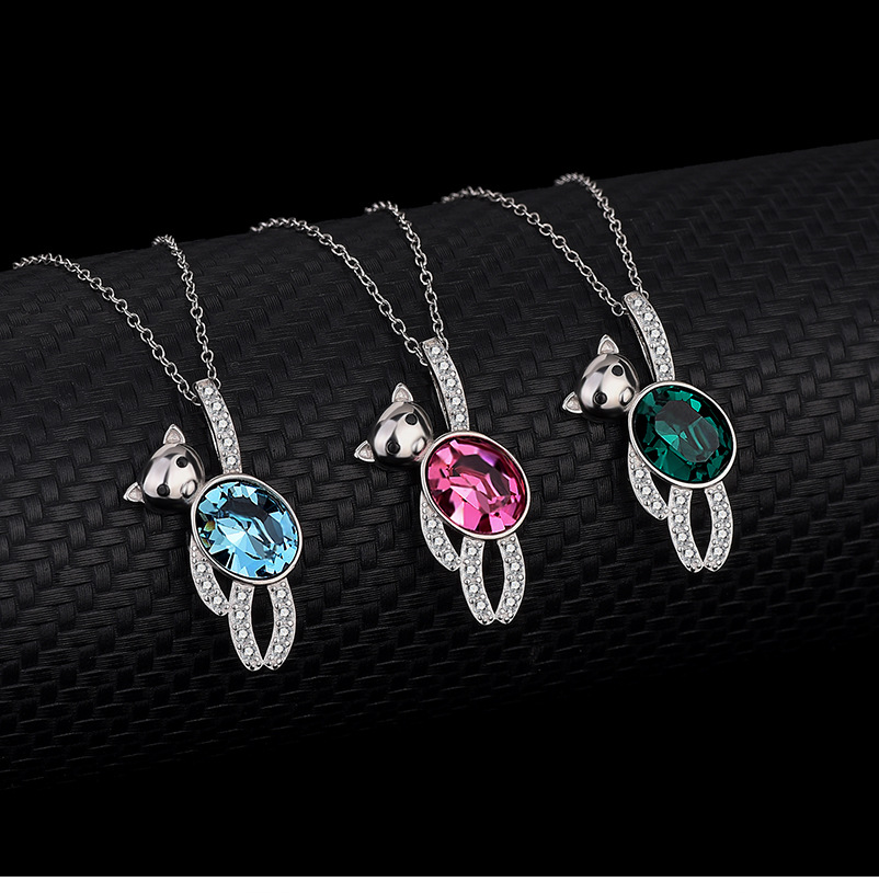 Fashion Animal Austrian Crystal Sterling Silver Bear Pendant Necklace 1 Piece