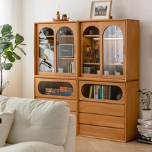 日式实木组合书柜客厅收纳陈列置物柜卧室储物柜落地樱桃木餐边柜