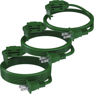 3 pieces of indoor extension cord (6/9/12 feet),2-claw green extension cord, 3 polarized sockets,