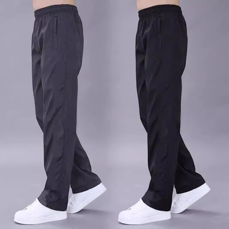 Men's Spring and Autumn Thin Loose Straight Casual Long Pants Ice Silk Wide-Leg Drape Versatile Quick-Dry Pants