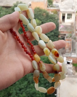 Factory Wholesale Direct Sales New High-Quality Gold-Sprinkled Hetian Jade Necklace Hetian Seed Material Loose Stone Necklace
