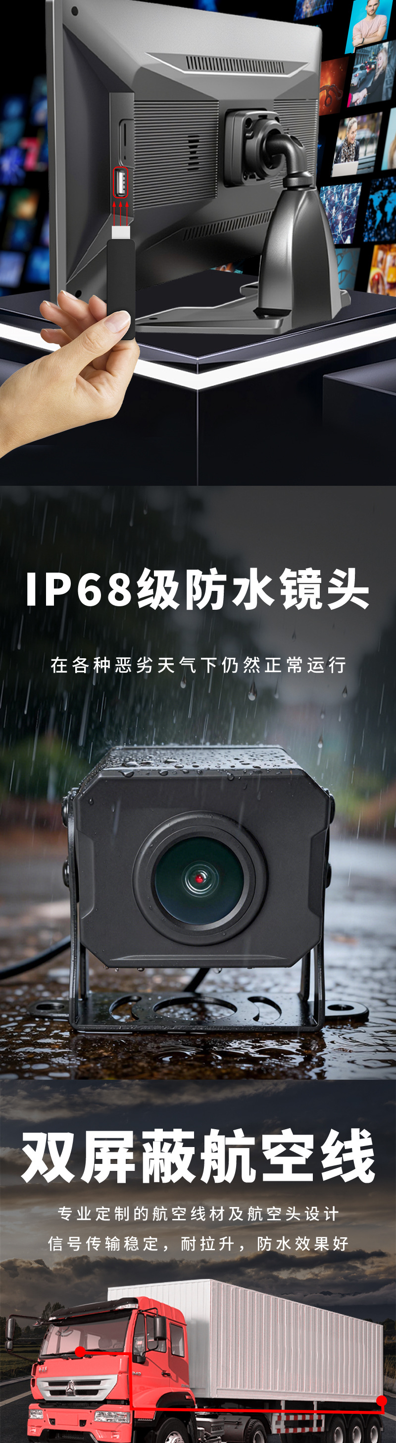 Truck Four-Way Monitoring HD Night Vision Dash Cam 360 Degree Panorama