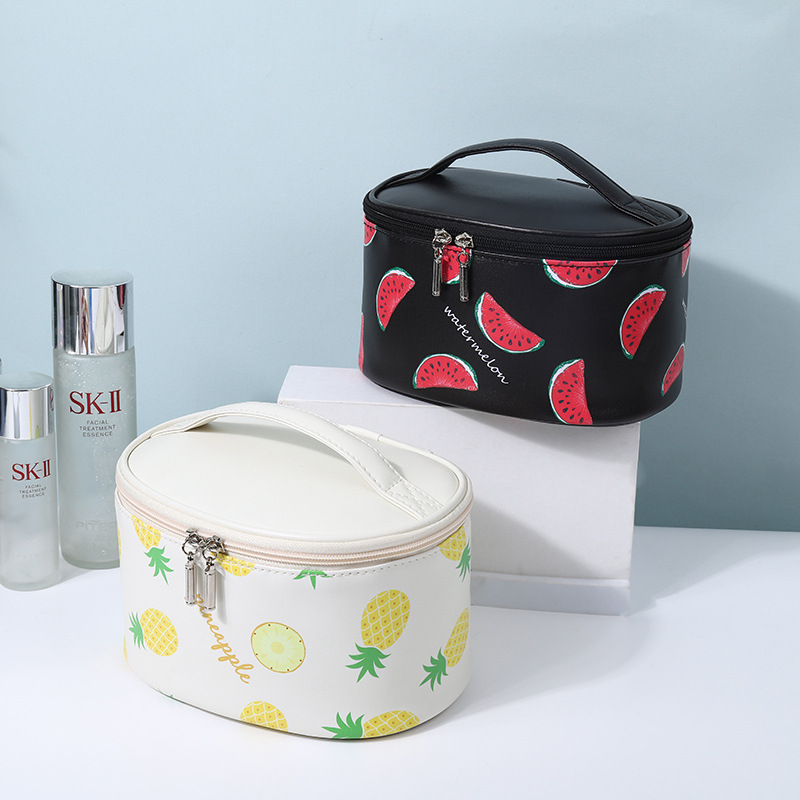 Neceser de cosméticos PU con diseño de frutas – Portátil, impermeable, de viaje y almacenamiento (venta transfronteriza)