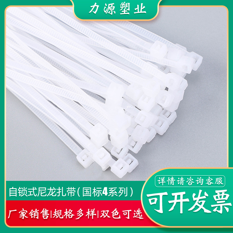 厂家销售自锁式尼龙扎带 4*250塑料束线带 批发白色扣式捆扎带