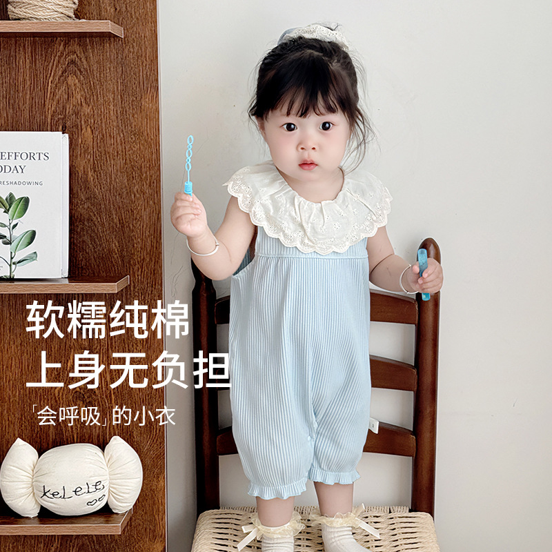Baby clothes summer thin baby jumpsuit full moon hundred days baby cute go out summer ha clothes climbing clothes
