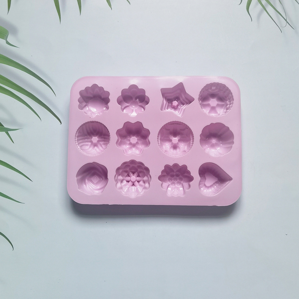 12 flores 419 pastel de chocolate molde de silicona molde de jalea torta molde de pan herramientas de horneado