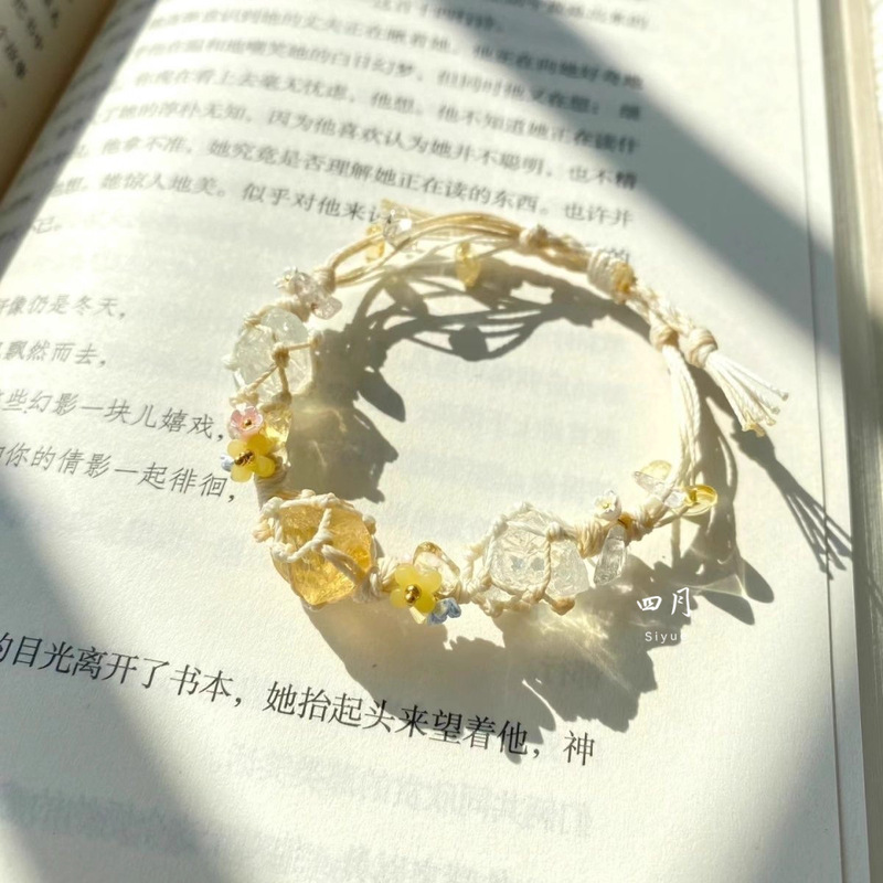 桂花原创小花环桂花印象水晶编绳黄水晶原石手森系ins风小众|undefined