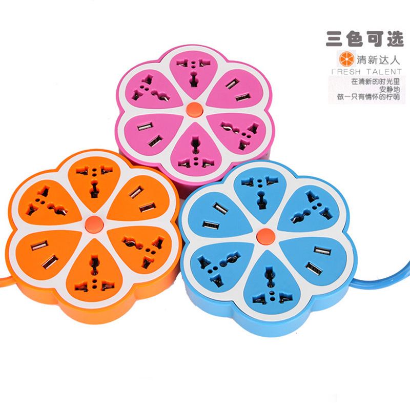 Multi-USB regalo poroso creativo ciruela en forma de tablero de enchufe de color para teléfono móvil fabricante de placa de enchufe de carga