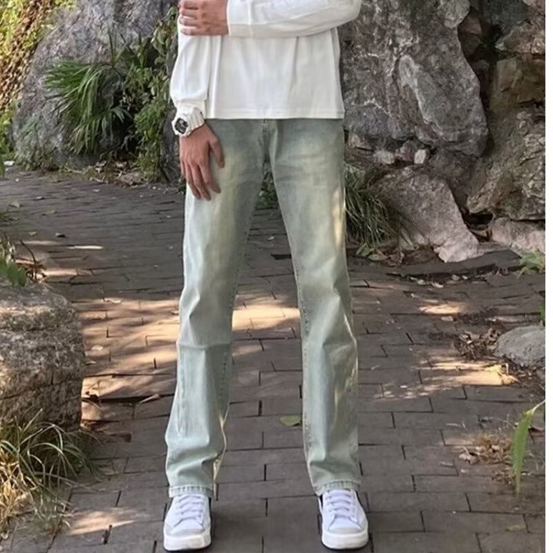 Estilo de Hong Kong hombres de moda verano nuevo estilo 2024 personalidad alfabeto jeans hip-hop ins marea calle alta tendencia pantalones guapos