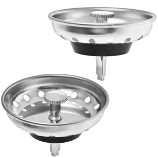 Kitchen Sink Filter Stopper Combo Replacement Drain Pipe Stainless Steel Basket Plastic Knob Bottom Rubber Plug