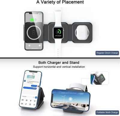 QGeeM31 magnetic wireless Charger Foldable fast Charging station apply iPhone13/12/SE