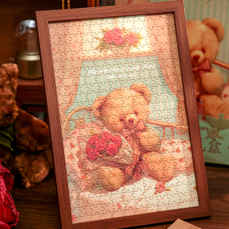 Mr. Paper Puzzle Caja de regalo Sala de flores clásica de Little Bear Regalo de alto valor Estudiante Diy Puzzle de escritorio Adornos