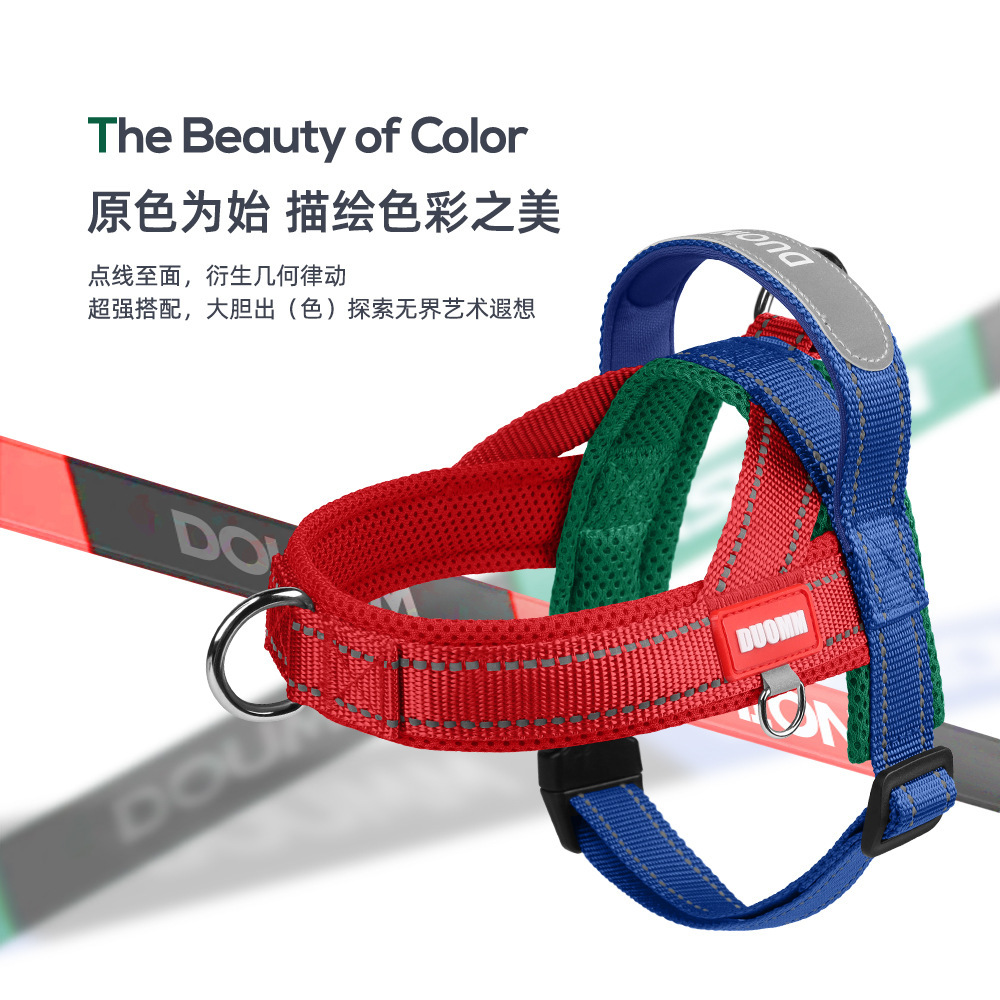 Perro pequeño Fandou moda colorida silla de montar correa para el pecho al aire libre cuerda para perro a prueba de explosiones correa para mascotas