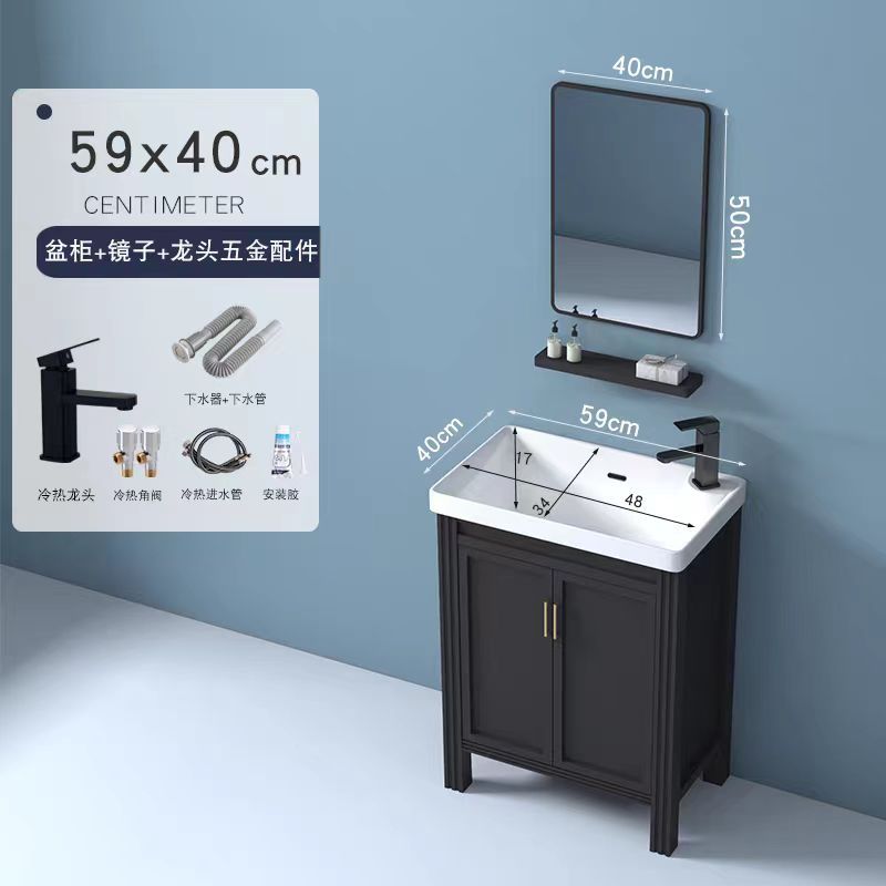 59x40cm gabinete de piso + grifo + espejo cuadrado